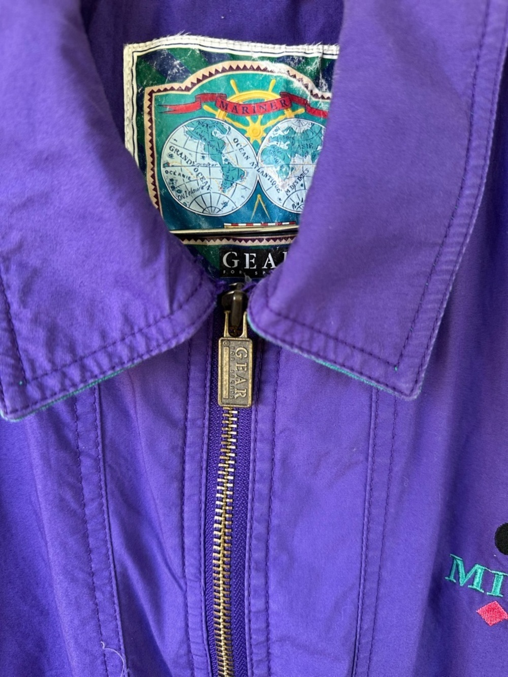 Vtg Gear For Sports Disney Fashions Purple Mickey Embroidered Large Jacket - Picture 3 of 7